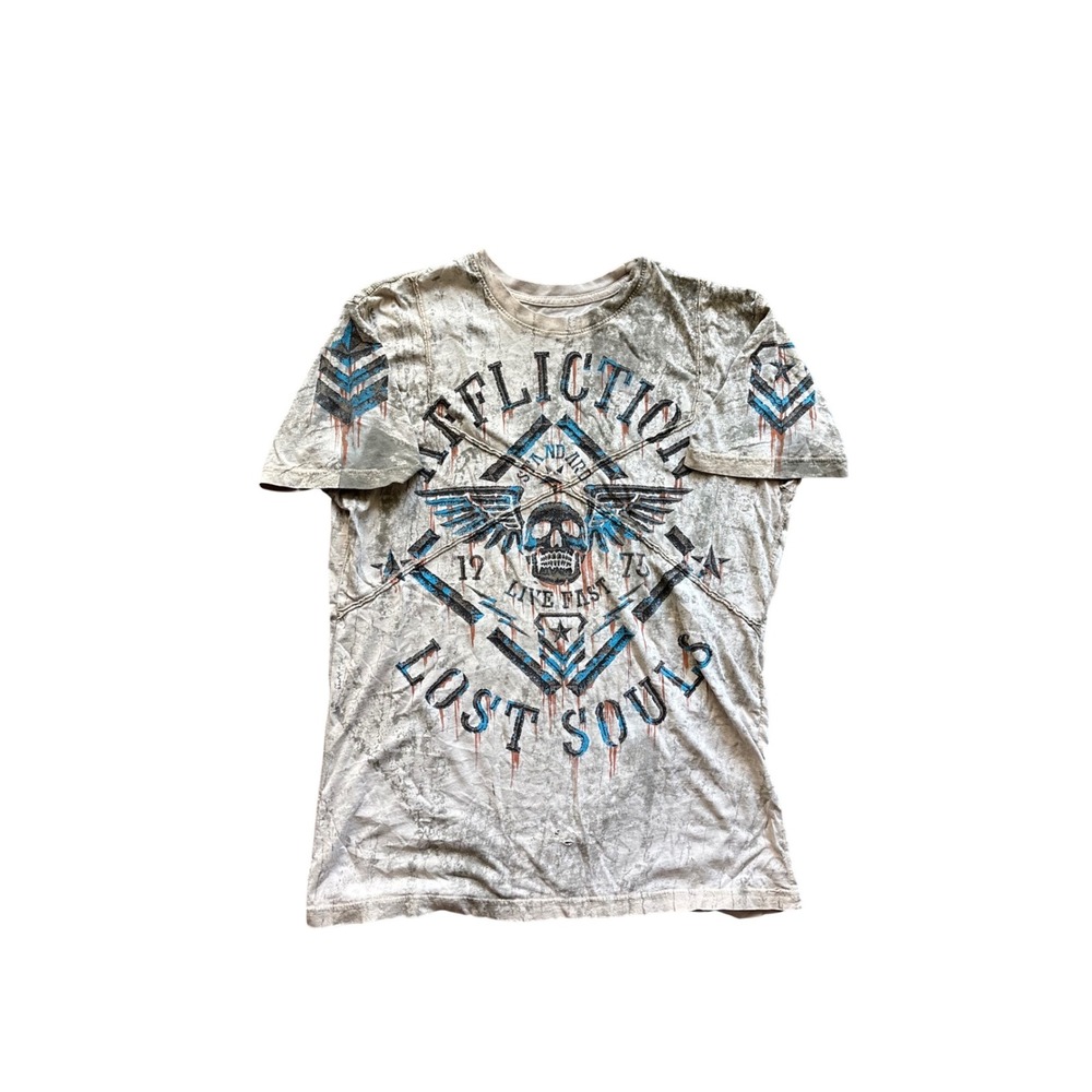 Vintage Y2K Affliction T Shirt Grunge Size Large